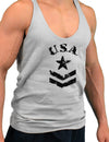 USA Military Star Stencil Logo Mens String Tank Top-LOBBO-Light-Gray-Small-Davson Sales