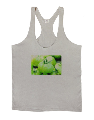 Watercolor Green Tomatoes Mens String Tank Top-Men's String Tank Tops-LOBBO-Light-Gray-Small-Davson Sales