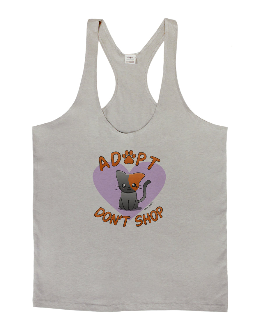 Adopt Don't Shop Cute Kitty Mens String Tank Top-Men's String Tank Tops-LOBBO-White-Small-Davson Sales