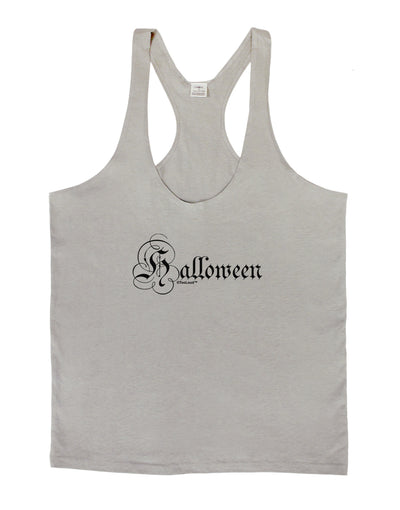 Halloween Script Text Mens String Tank Top-Men's String Tank Tops-LOBBO-Light-Gray-Small-Davson Sales