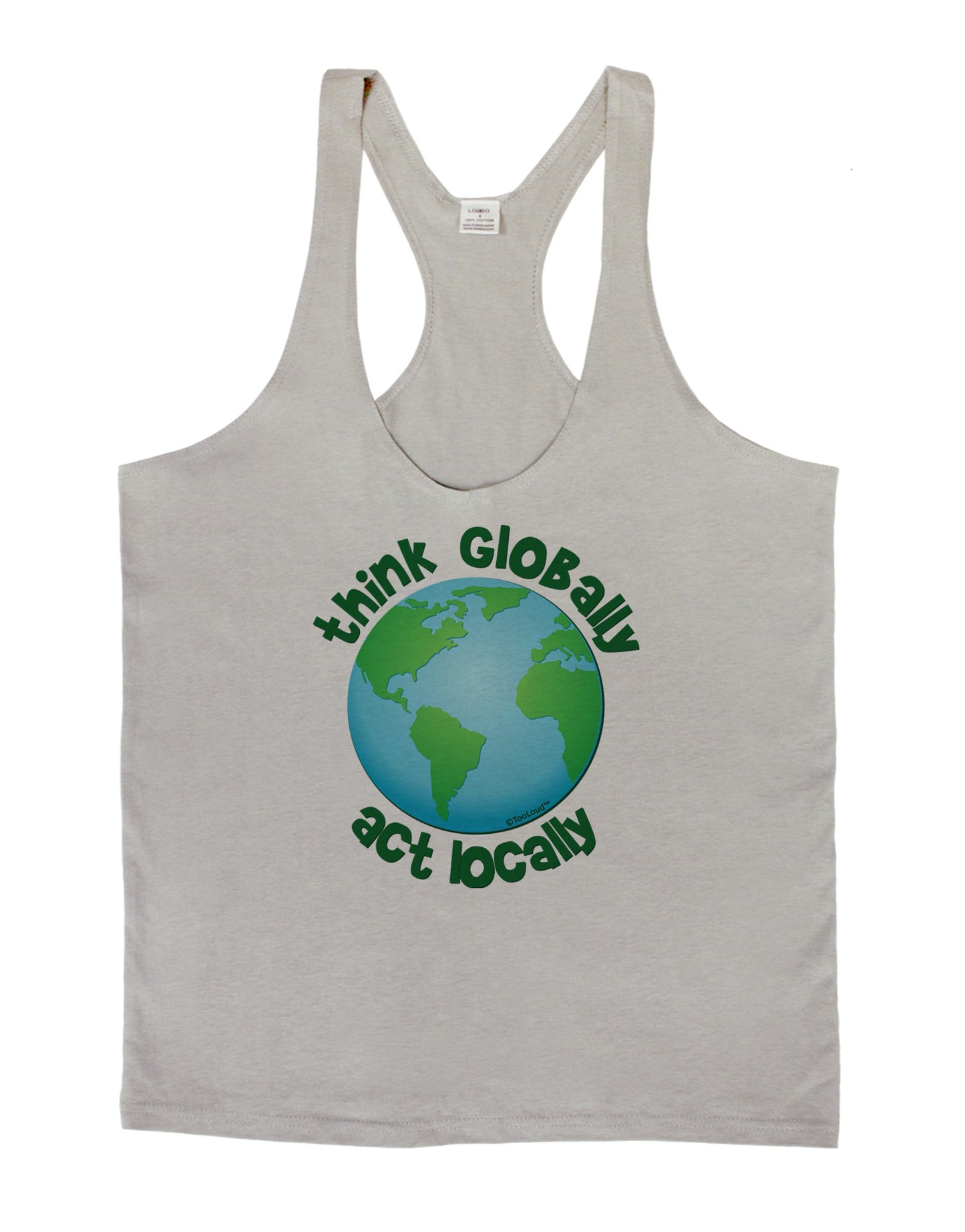 Think Globally Act Locally - Globe Mens String Tank Top-Men's String Tank Tops-LOBBO-Light-Gray-Small-Davson Sales