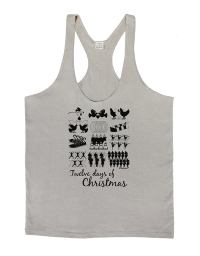 TooLoud Twelve Days of Christmas Text Mens String Tank Top-Men's String Tank Tops-LOBBO-Light-Gray-Small-Davson Sales