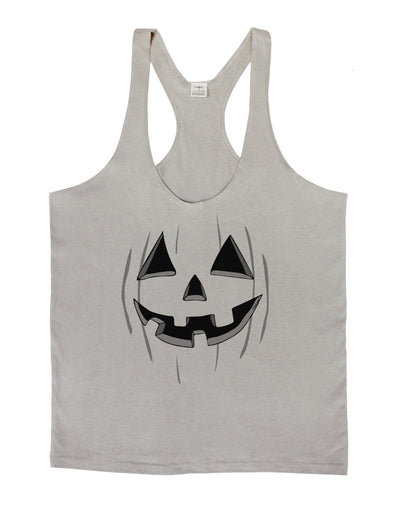 Halloween Pumpkin Smile Jack O Lantern Mens String Tank Top-Men's String Tank Tops-LOBBO-Light-Gray-Small-Davson Sales