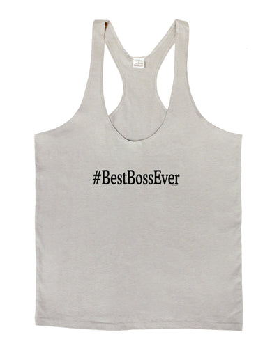 #BestBossEver Text - Boss Day Mens String Tank Top-Men's String Tank Tops-LOBBO-Light-Gray-Small-Davson Sales