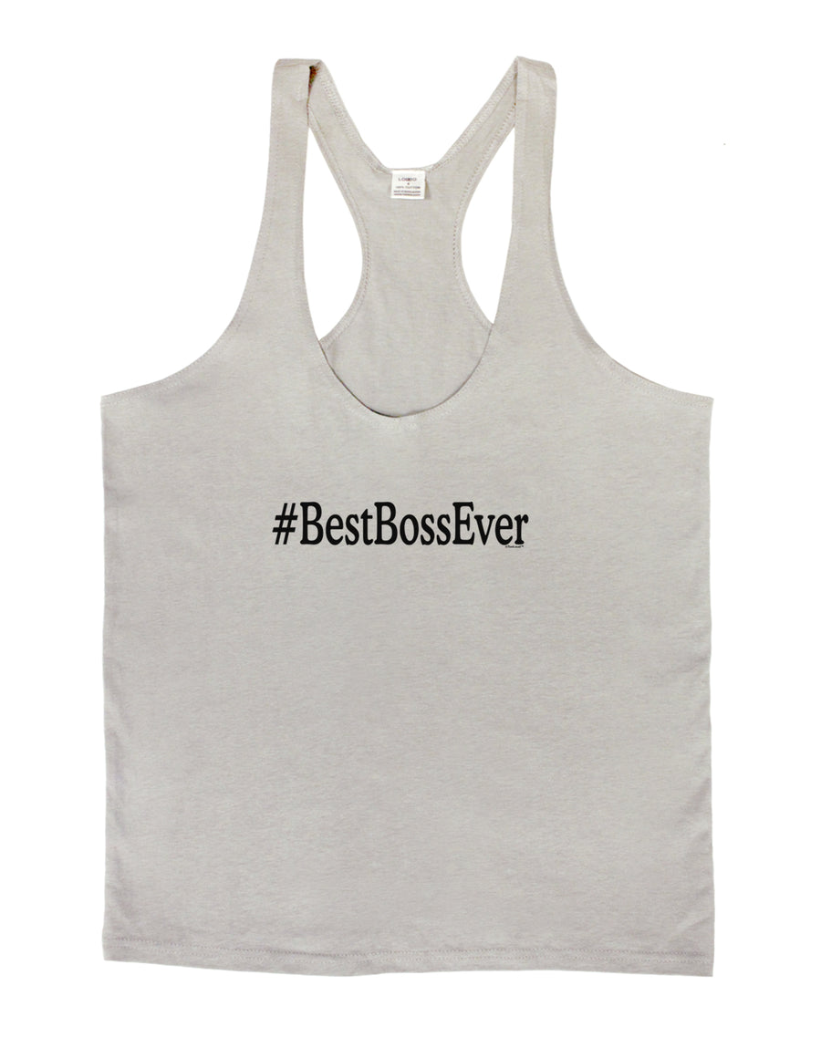 #BestBossEver Text - Boss Day Mens String Tank Top-Men's String Tank Tops-LOBBO-White-Small-Davson Sales