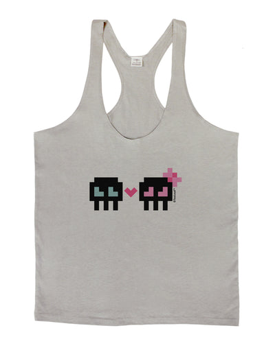 8-Bit Skull Love - Boy and Girl Mens String Tank Top-Men's String Tank Tops-LOBBO-Light-Gray-Small-Davson Sales