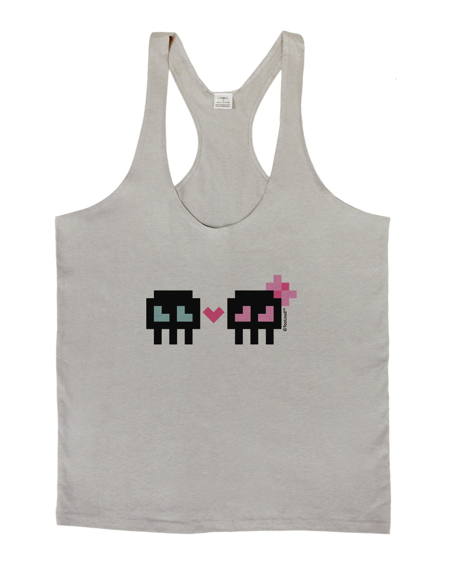 8-Bit Skull Love - Boy and Girl Mens String Tank Top-Men's String Tank Tops-LOBBO-White-Small-Davson Sales