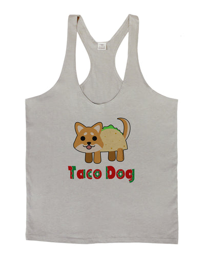 Cute Taco Dog Text Mens String Tank Top-Men's String Tank Tops-LOBBO-Light-Gray-Small-Davson Sales