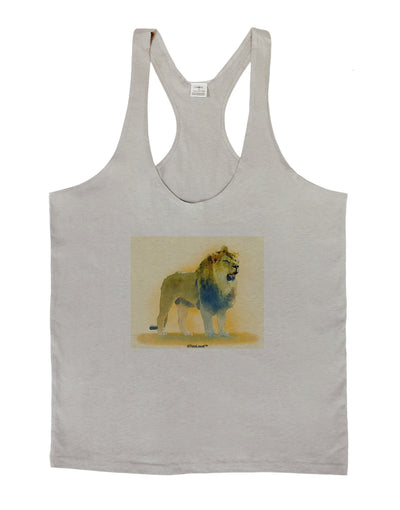 Lion Watercolor 1 Mens String Tank Top-Men's String Tank Tops-LOBBO-Light-Gray-Small-Davson Sales