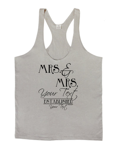 Personalized Mrs and Mrs Lesbian Wedding - Name- Established -Date- Design Mens String Tank Top-Men's String Tank Tops-LOBBO-Light-Gray-Small-Davson Sales