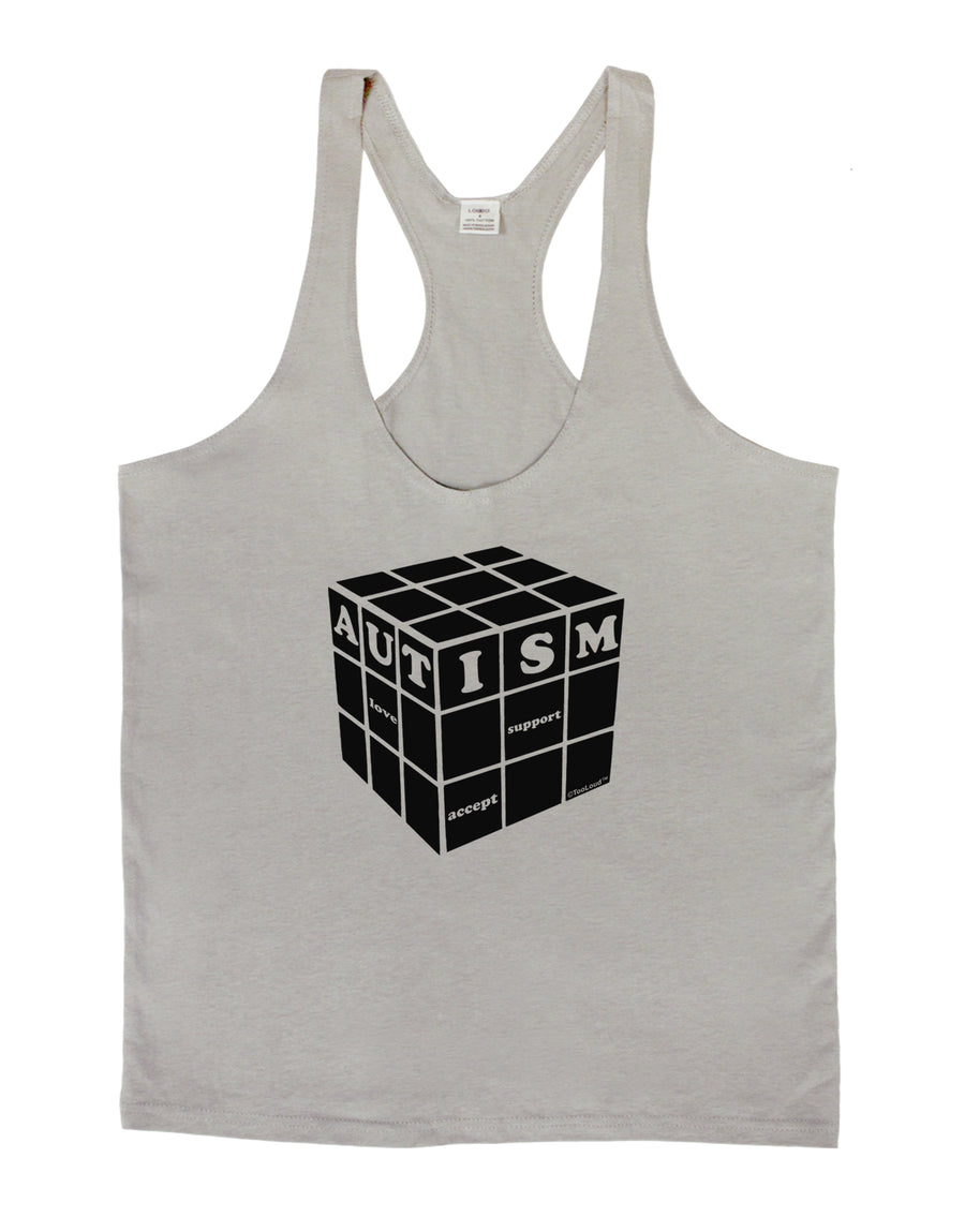 Autism Awareness - Cube B & W Mens String Tank Top-Men's String Tank Tops-LOBBO-White-Small-Davson Sales