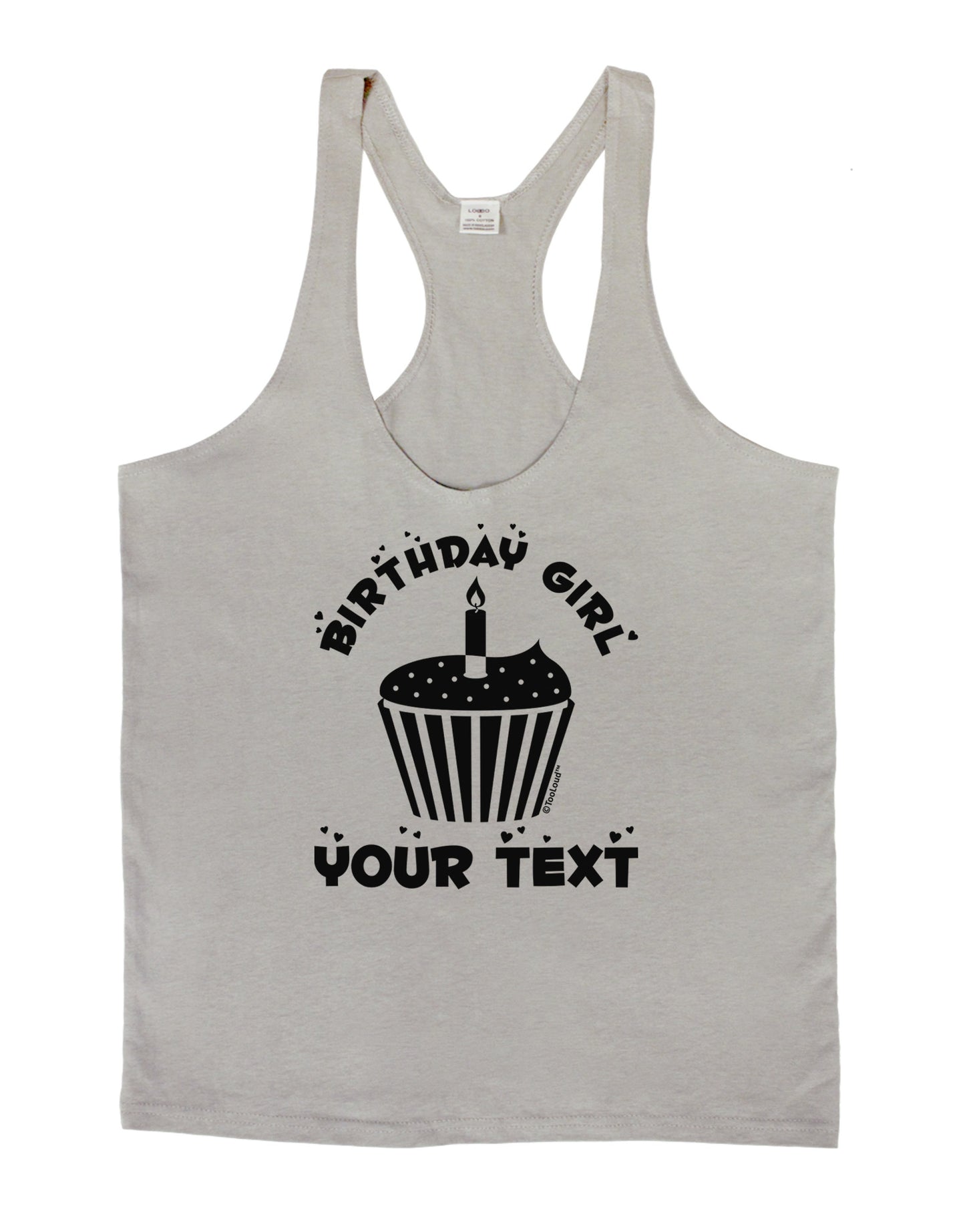 Personalized Birthday Girl Cupcake -Customizable- Name Mens String Tank Top-Men's String Tank Tops-LOBBO-Light-Gray-Small-Davson Sales