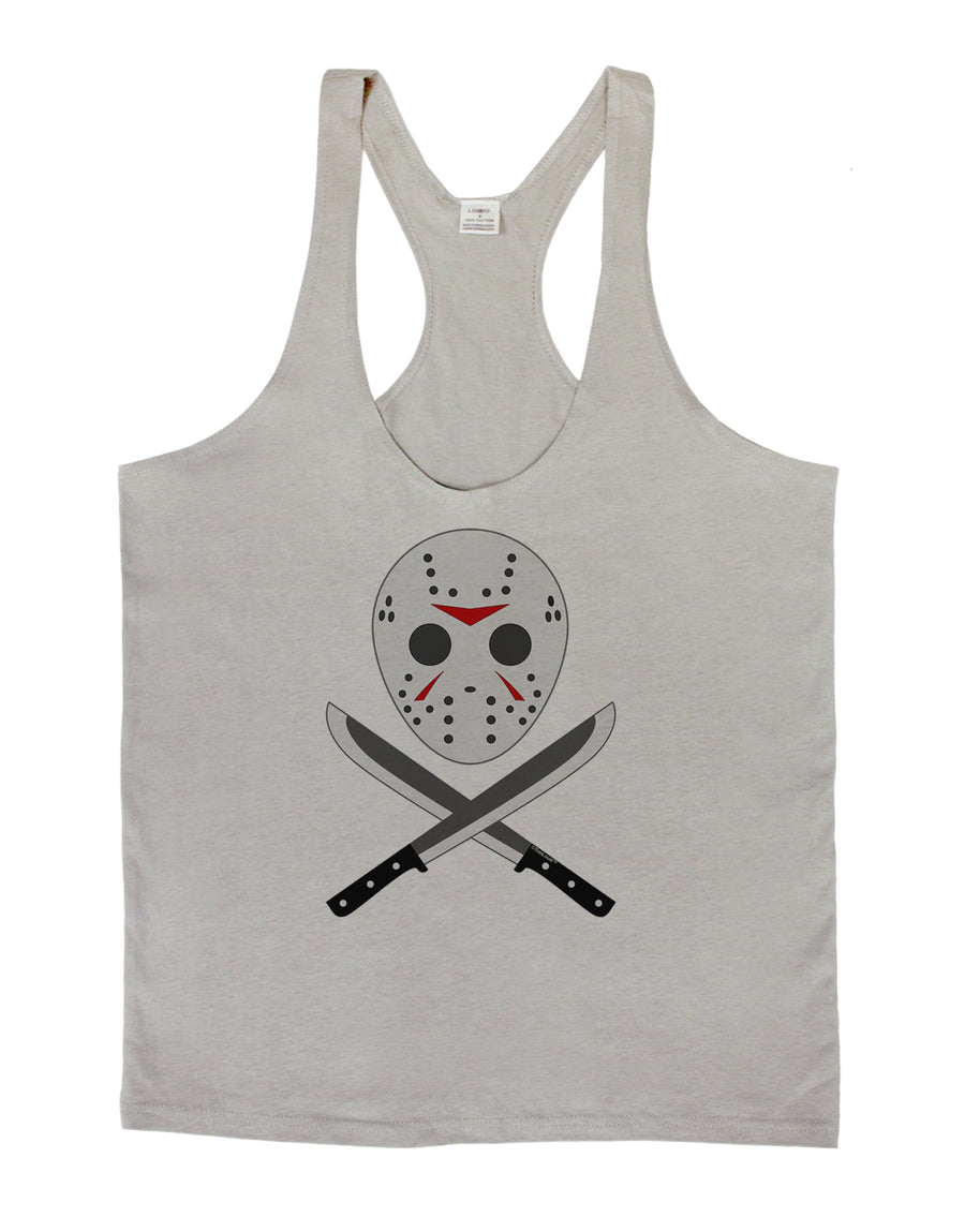 Scary Mask With Machete - Halloween Mens String Tank Top-LOBBO-White-Small-Davson Sales