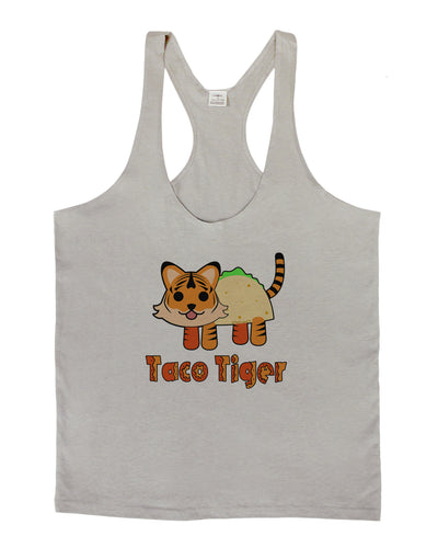 Cute Taco Tiger Text Mens String Tank Top-Men's String Tank Tops-LOBBO-Light-Gray-Small-Davson Sales