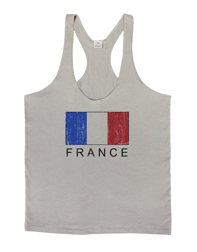 French Flag - France Text Distressed Mens String Tank Top by TooLoud-LOBBO-Light-Gray-Small-Davson Sales