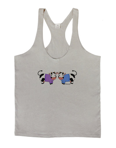 Cute Pair of Sweater Cows Mens String Tank Top-Men's String Tank Tops-LOBBO-Light-Gray-Small-Davson Sales