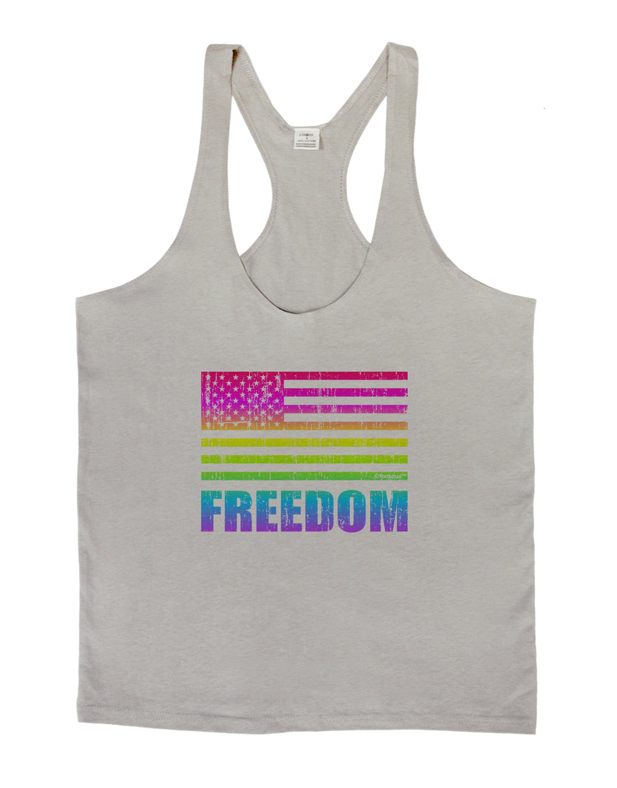 American Pride - Rainbow Flag - Freedom Mens String Tank Top-Men's String Tank Tops-LOBBO-White-Small-Davson Sales