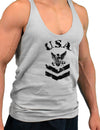 USA Military Navy Stencil Logo Mens String Tank Top-LOBBO-Light-Gray-Small-Davson Sales