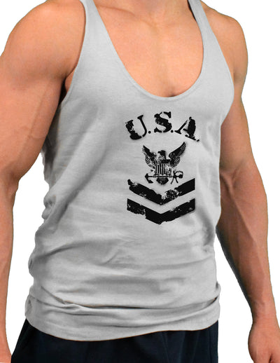 USA Military Navy Stencil Logo Mens String Tank Top-LOBBO-Light-Gray-Small-Davson Sales
