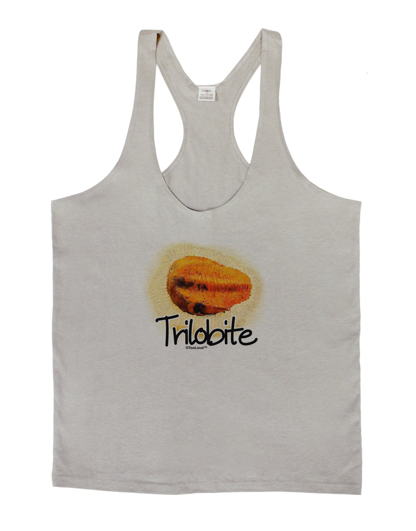 Trilobite Fossil Watercolor Text Mens String Tank Top-Men's String Tank Tops-LOBBO-Light-Gray-Small-Davson Sales