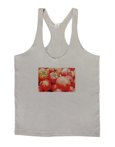 Watercolor Tomatoes Mens String Tank Top-Men's String Tank Tops-LOBBO-Light-Gray-Small-Davson Sales