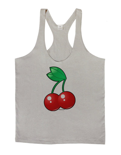 Cherries Mens String Tank Top-Men's String Tank Tops-LOBBO-Light-Gray-X-Large-Davson Sales