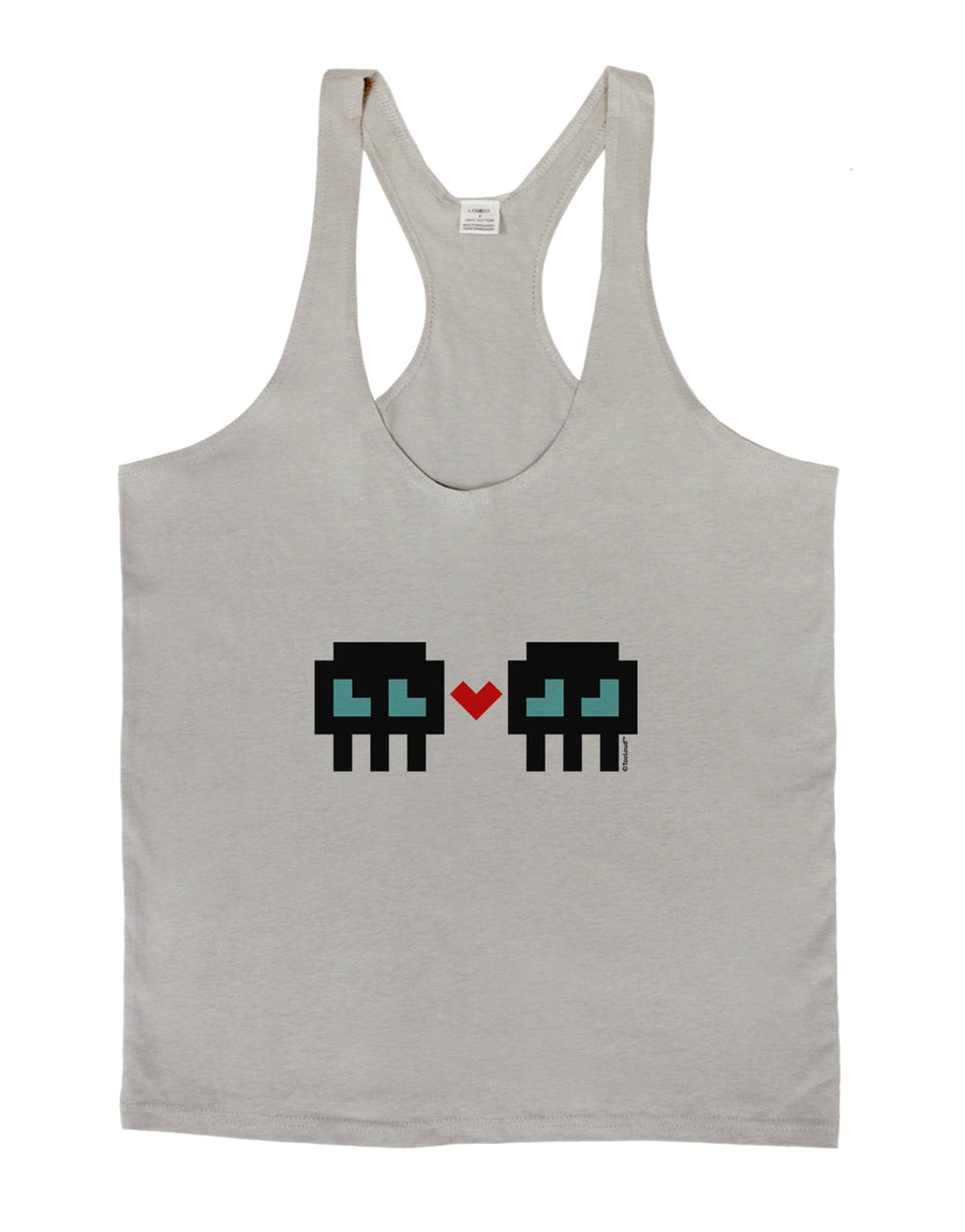 8-Bit Skull Love - Boy and Boy Mens String Tank Top-Men's String Tank Tops-LOBBO-White-Small-Davson Sales