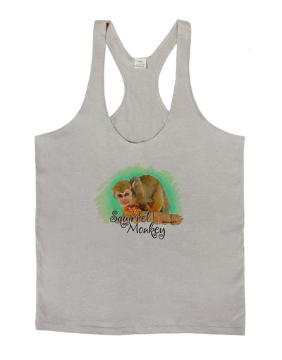 Squirrel Monkey Watercolor Text Mens String Tank Top-Men's String Tank Tops-LOBBO-Light-Gray-Small-Davson Sales