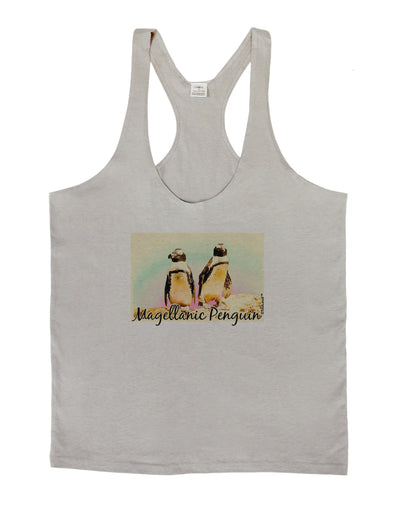 Magellanic Penguin Text Mens String Tank Top-Men's String Tank Tops-LOBBO-Light-Gray-Small-Davson Sales