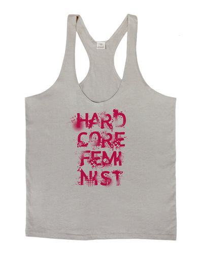 Hardcore Feminist - Pink Mens String Tank Top-Men's String Tank Tops-LOBBO-Light-Gray-Small-Davson Sales