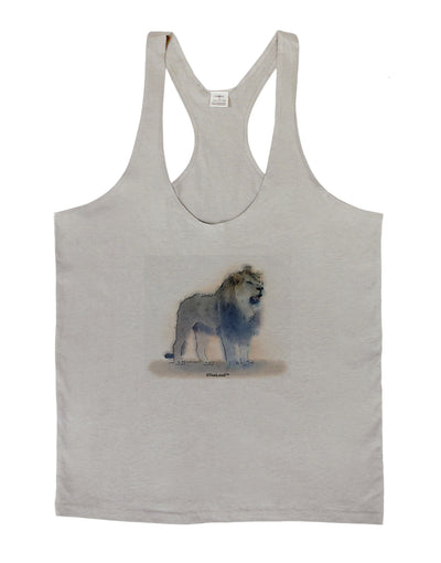 Lion Watercolor B Mens String Tank Top-Men's String Tank Tops-LOBBO-Light-Gray-Small-Davson Sales