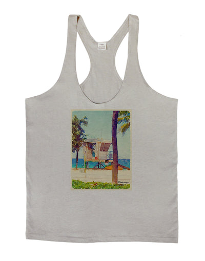 Lifeguard Station Watercolor Mens String Tank Top-Men's String Tank Tops-LOBBO-Light-Gray-Small-Davson Sales