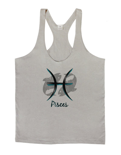 Pisces Symbol Mens String Tank Top-Men's String Tank Tops-LOBBO-Light-Gray-Small-Davson Sales