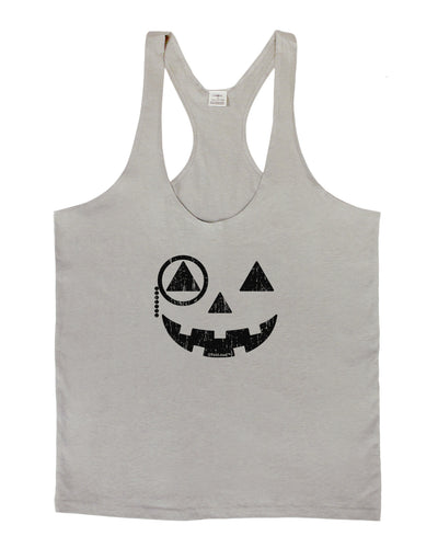 Monocle Jack-o-Lantern Distressed Mens String Tank Top-Men's String Tank Tops-LOBBO-Light-Gray-Small-Davson Sales