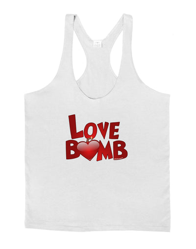 Love Bomb Text Mens String Tank Top-Men's String Tank Tops-LOBBO-White-Small-Davson Sales