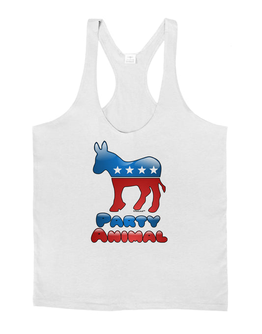 Democrat Party Animal Mens String Tank Top-Men's String Tank Tops-LOBBO-White-Small-Davson Sales