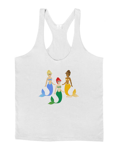 Three Mermaids Mens String Tank Top-Men's String Tank Tops-LOBBO-White-Small-Davson Sales