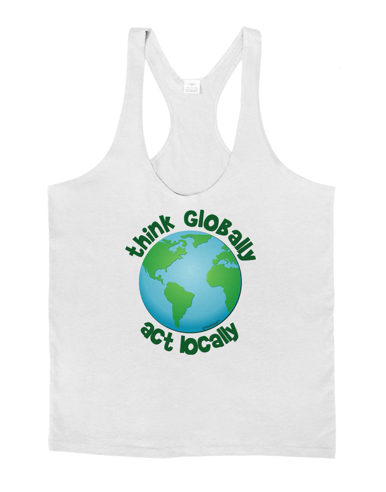 Think Globally Act Locally - Globe Mens String Tank Top-Men's String Tank Tops-LOBBO-White-Small-Davson Sales