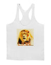 Lion Watercolor 4 Text Mens String Tank Top-Men's String Tank Tops-LOBBO-White-Small-Davson Sales