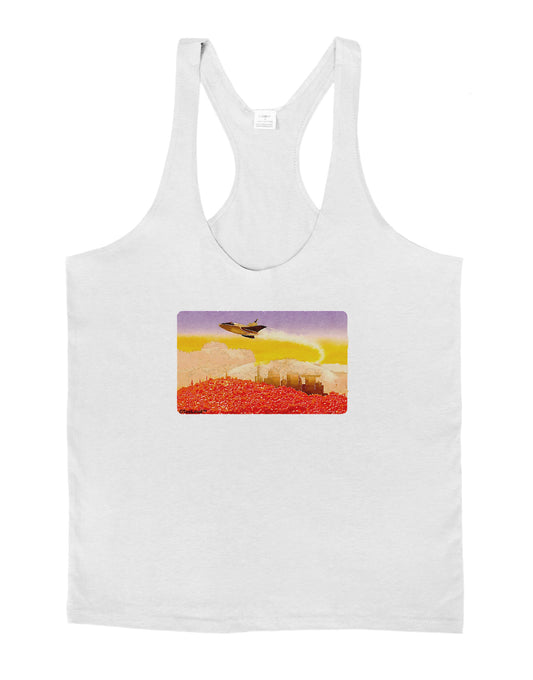 Planet Mars Watercolor Mens String Tank Top-Men's String Tank Tops-LOBBO-White-Small-Davson Sales