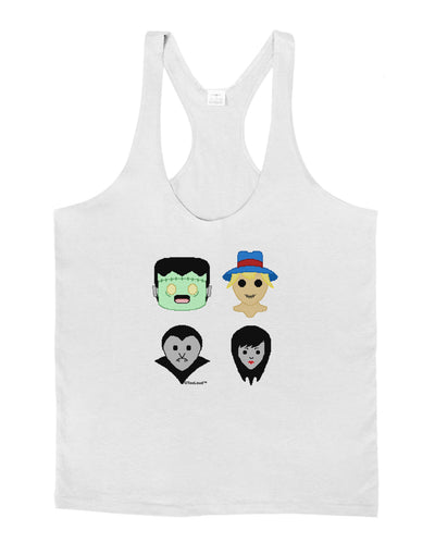 Cute Pixel Monsters Mens String Tank Top-Men's String Tank Tops-LOBBO-White-Small-Davson Sales