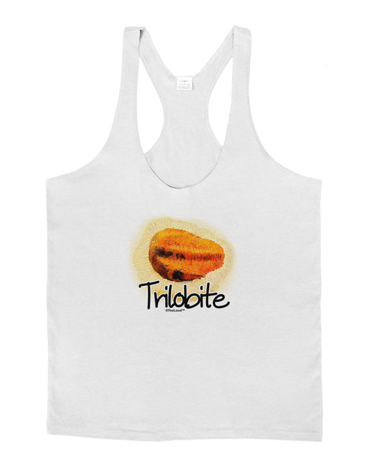 Trilobite Fossil Watercolor Text Mens String Tank Top-Men's String Tank Tops-LOBBO-White-Small-Davson Sales