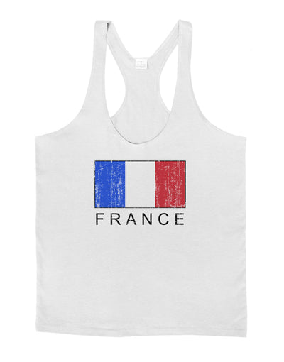 French Flag - France Text Distressed Mens String Tank Top by TooLoud-LOBBO-White-Small-Davson Sales