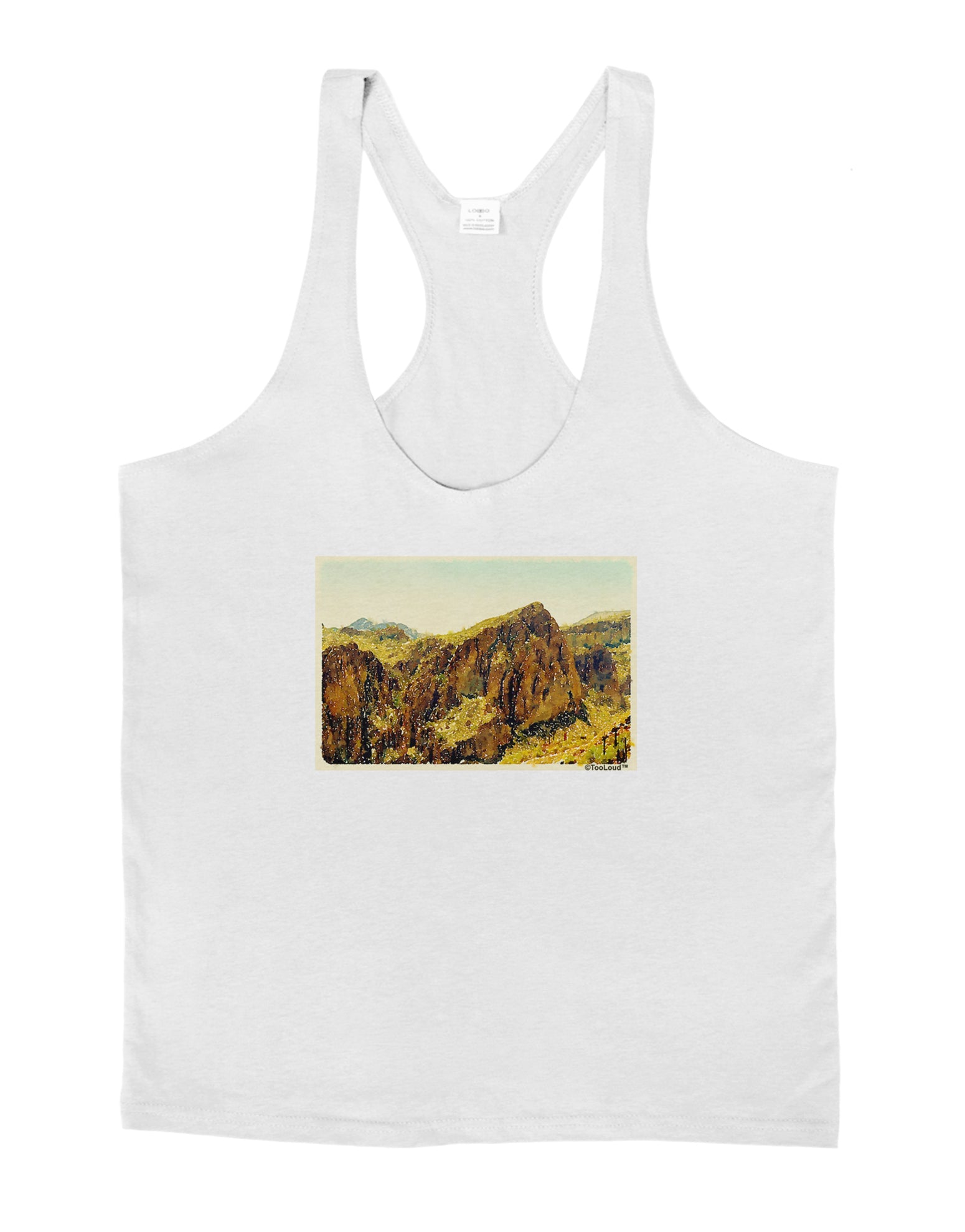 Arizona Mountains Watercolor Mens String Tank Top-Men's String Tank Tops-LOBBO-White-Small-Davson Sales