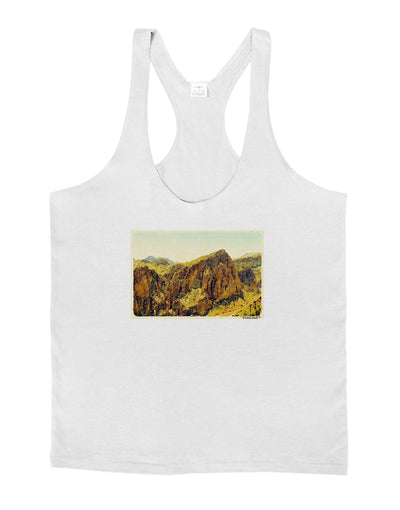 Arizona Mountains Watercolor Mens String Tank Top-Men's String Tank Tops-LOBBO-White-Small-Davson Sales