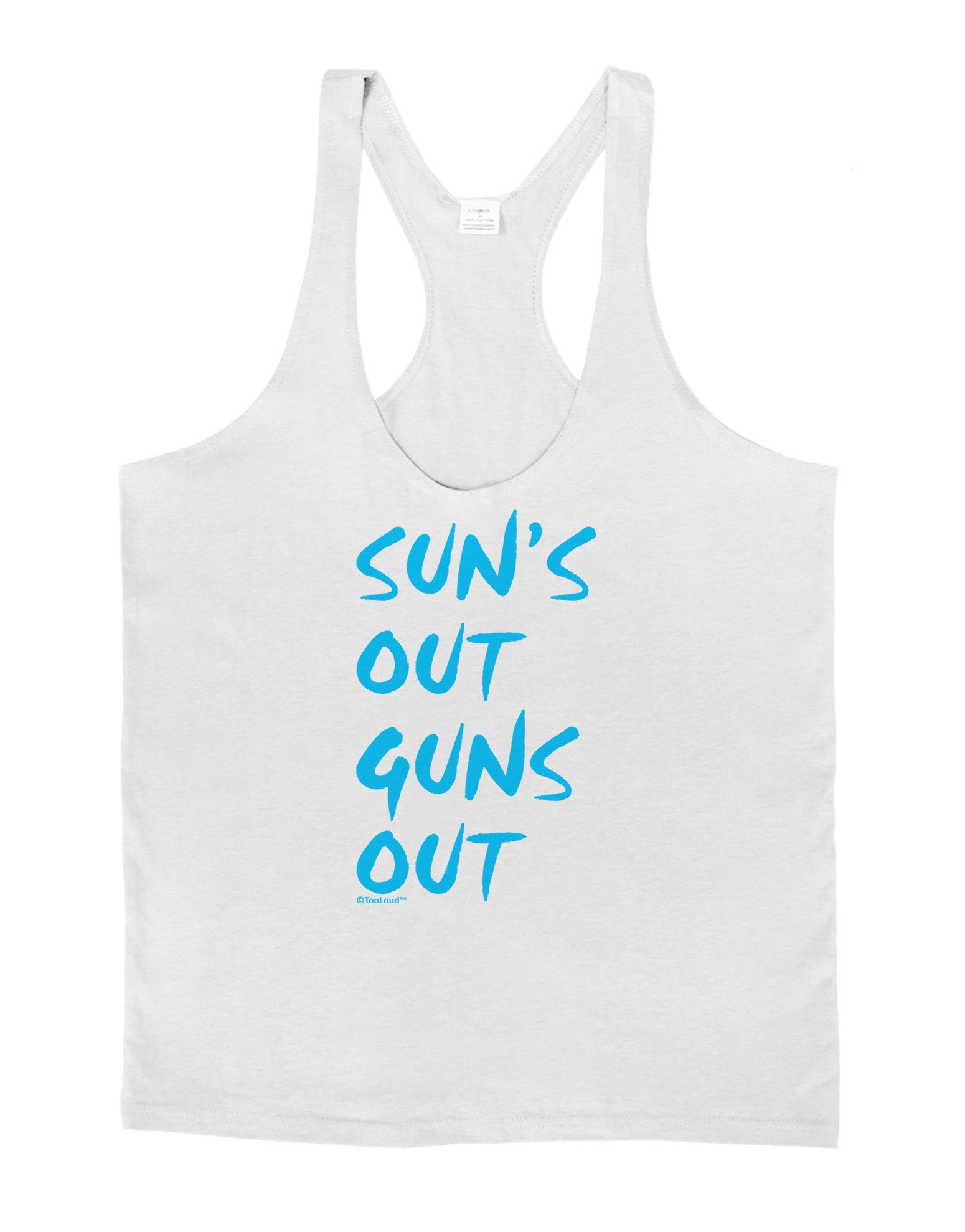 Suns Out Guns Out - Blue Mens String Tank Top-Men's String Tank Tops-LOBBO-White-Small-Davson Sales