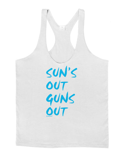 Suns Out Guns Out - Blue Mens String Tank Top-Men's String Tank Tops-LOBBO-White-Small-Davson Sales