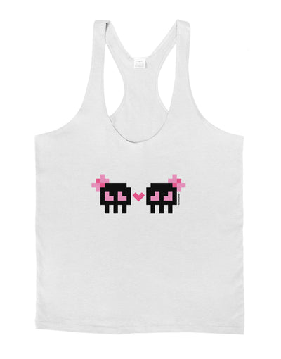 8-Bit Skull Love - Girl and Girl Mens String Tank Top-Men's String Tank Tops-LOBBO-White-Small-Davson Sales