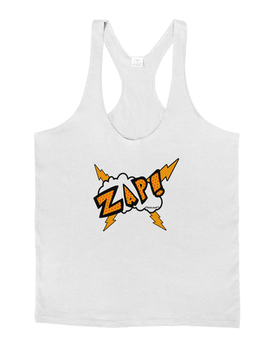 Onomatopoeia ZAP Mens String Tank Top-Men's String Tank Tops-LOBBO-White-Small-Davson Sales