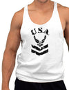 USA Military Air Force Stencil Logo Mens String Tank Top-LOBBO-White-Small-Davson Sales